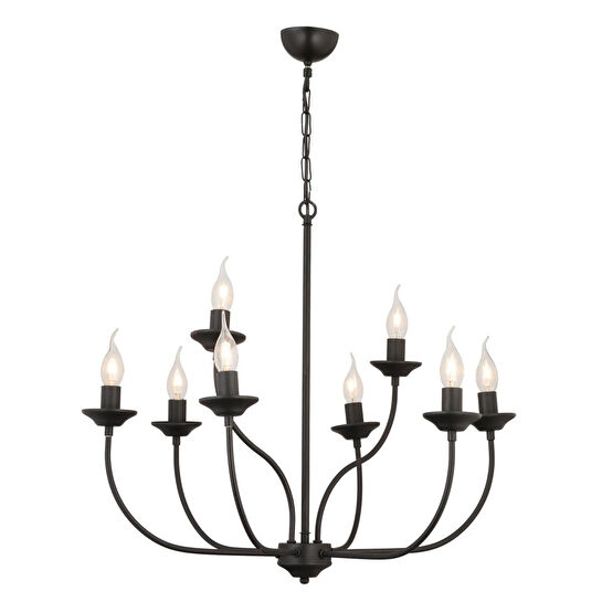 Apliqa Ariane 8li Siyah Modern Yatak Odası Retro Büyük Salon Avize