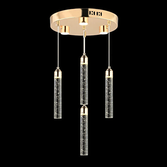 Apliqa Zaki 4 Lü Gold Kaplama 3 Renkli 58 Watt Ledli Modern Tasarım Oturma Odası,genç Odası,yatak Odası,salon Sarkıt Led Avize