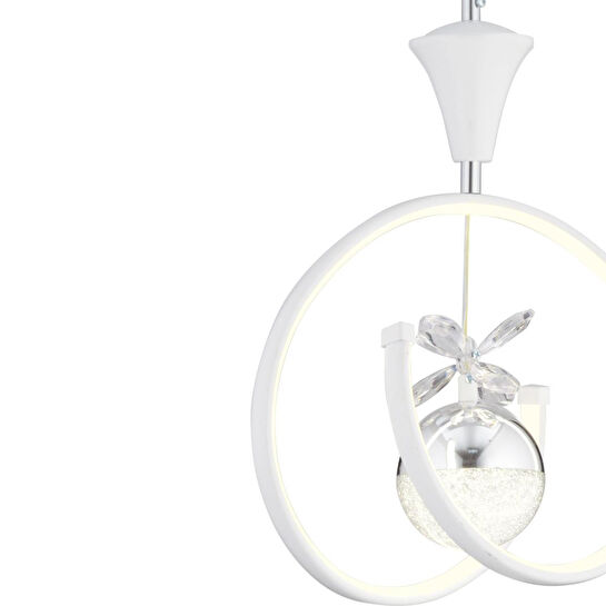 Apliqa Mengü Tekli Beyaz Krom 3 Renkli 36 Watt Ledli Modern Oturma Odası, Koridor, Salon Led Avize