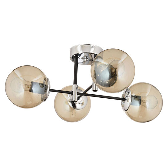 Apliqa Maral 4lü Siyah Krom Bal Camlı Modern Koridor Mutfak Salon Retro Avize