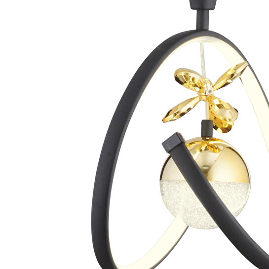 Apliqa Mengü Tekli Siyah Gold 3 Renkli 36 Watt Ledli Modern Oturma Odası, Koridor, Salon Led Avize