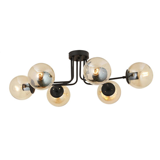 Apliqa Tanyer 6lı Siyah Modern Sarkıt Yatak Odası Retro Salon Avize