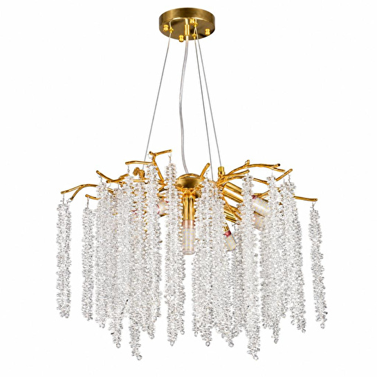 Apliqa Dina Serip Gold Kaplamalı Modern Tasarım Salon Kristal Sarkıt Avize