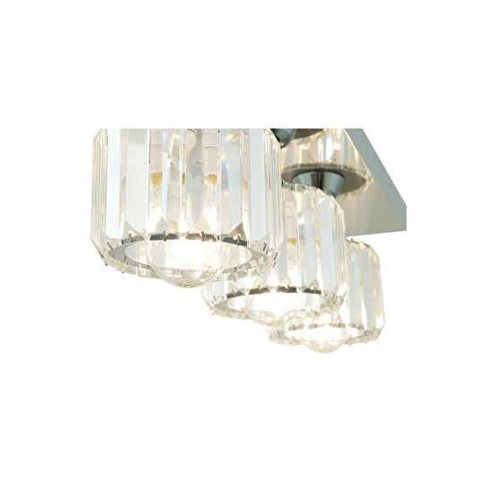 Apliqa Sabrina 3 Lü Sıralı Krom Kaplama Plafonyer Kristalli Taşlı Modern Tasarım Kristal Salon Avize