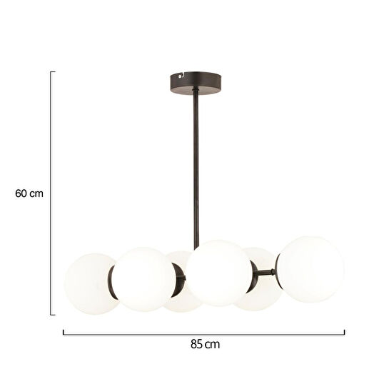 Apliqa Lema 6lı Siyah Modern Yemek Masası Üstü Yatak Odası Salon Avize