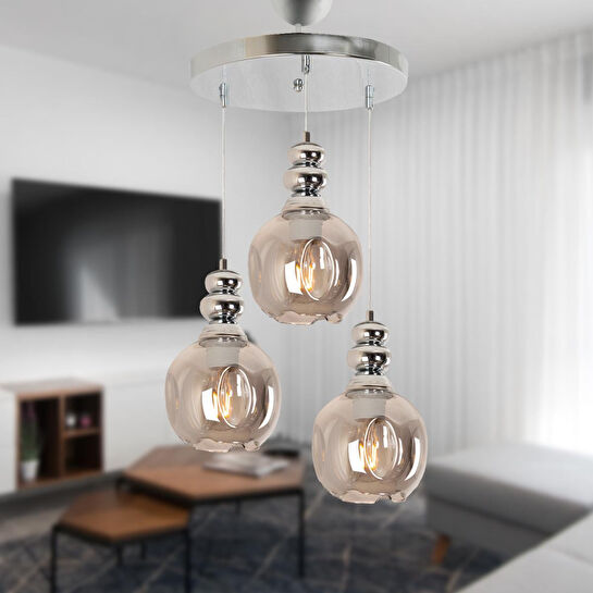 Apliqa Gaspar 3 Lü Krom Sarkıt Modern Genç Odası Mutfaksalon Avize