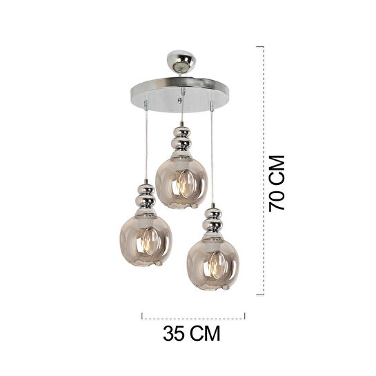 Apliqa Gaspar 3 Lü Krom Sarkıt Modern Genç Odası Mutfaksalon Avize