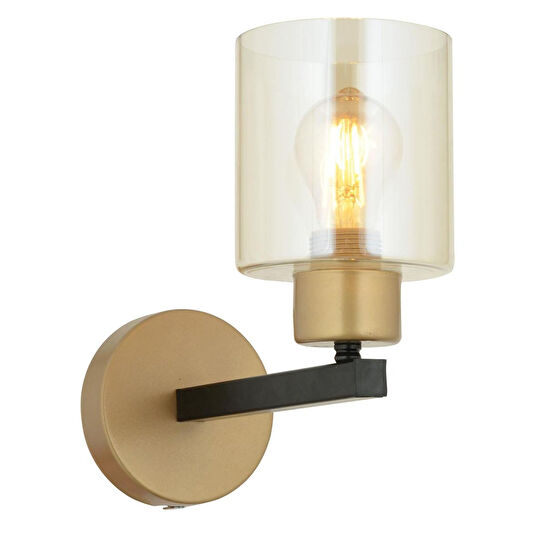 Apliqa Jade Eskitme Siyah Boyalı Bal Camlı Duvar Lambası Yatak Odası-banyo-yatak Başı Aplik