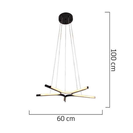 Apliqa Simon Mat Siyah Boyalı 50 Watt Led 300k Salon Oturma Odası Genç Odası Ledli Avize