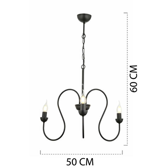 Apliqa Flor 3lü Yuvarlak Siyah Modern Sarkıt Genç Odası Yatak Odası Retro Salon Avize