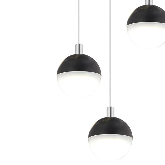 Apliqa Ekin 3'lü Yuvarlak 30 Watt Siyah Ledli Kelebek Detaylı Modern Koridor, Yatak Odası Salon Sarkıt Led Avize