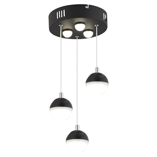 Apliqa Ekin 3'lü Yuvarlak 30 Watt Siyah Ledli Kelebek Detaylı Modern Koridor, Yatak Odası Salon Sarkıt Led Avize