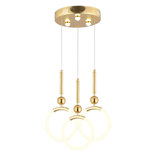 Apliqa Struer 3'lü Yuvarlak Gold Ledli 69 Watt Modern Koridor, Yatak Odası Salon Sarkıt Led Avize