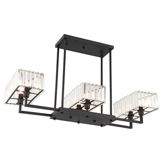 Apliqa Brambles 6'lı Siyah Kristalli Taşlı Modern Tasarım Kristal Salon Avize