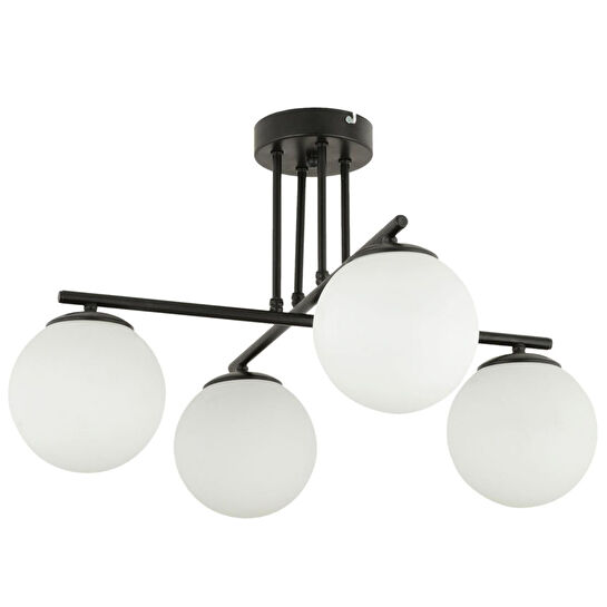 Apliqa Mali 4 Lü Siyah Avize Beyaz Camlı Modern Genç Odası Mutfak Yatak Odası Retro Salon Avize