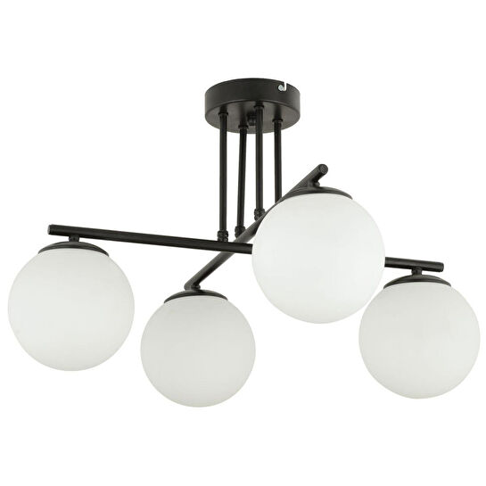 Apliqa Mali 4 Lü Siyah Avize Beyaz Camlı Modern Genç Odası Mutfak Yatak Odası Retro Salon Avize