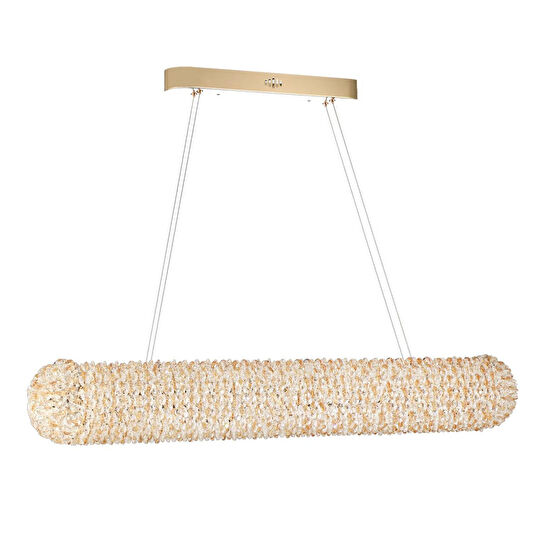 Apliqa Leman Sıralı Gold 40 Watt Kristal Taşlı Salon Sarkıt Avize