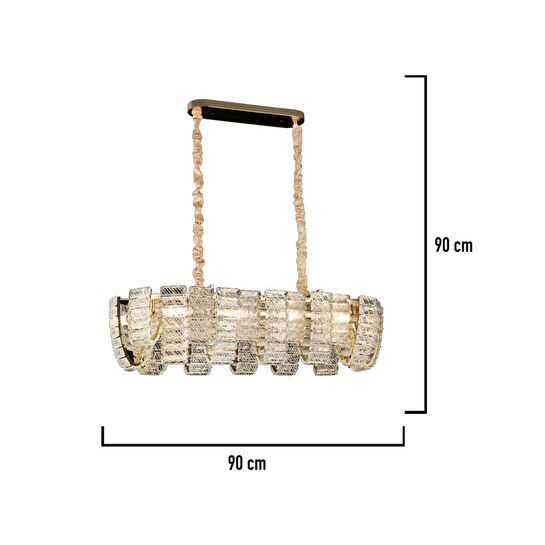 Apliqa Loya Sıralı Kristal Taşlı Oturma Odası, Salon Sarkıt Avize