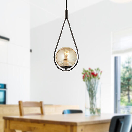 Apliqa Mirza Tekli Siyah Bal Camlı Modern Sarkıt Mutfak Salon Sarkıt Avize