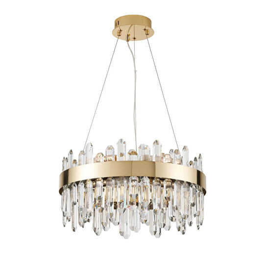 Apliqa Linfred 50'lik Gold Kristal Taşlı Modern Salon Avize