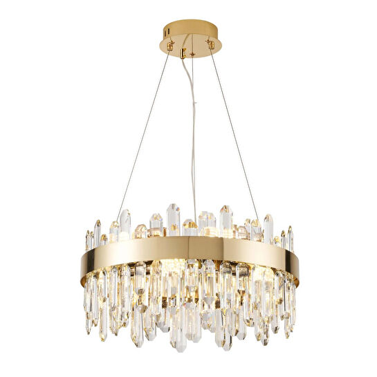 Apliqa Linfred 50'lik Gold Kristal Taşlı Modern Salon Avize