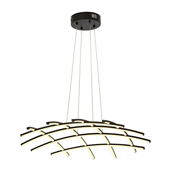 Apliqa Brian Mat Siyah Boyalı 3000k 92 Watt Sarkıt Salon Oturma Odası Ledli Avize