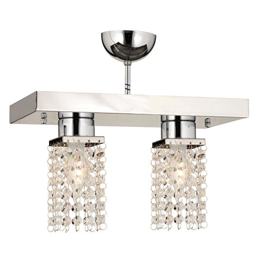 Apliqa Peter 2li Sıralı Krom Kristalli, Taşlı Modern Tasarım Yatak Odası Kristal Salon Avize