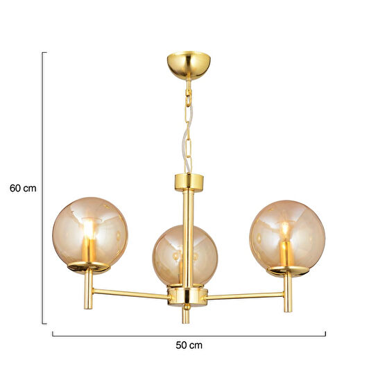 Apliqa Minar 3lü Gold Kaplama Modern Yatak Odası Salon Avize