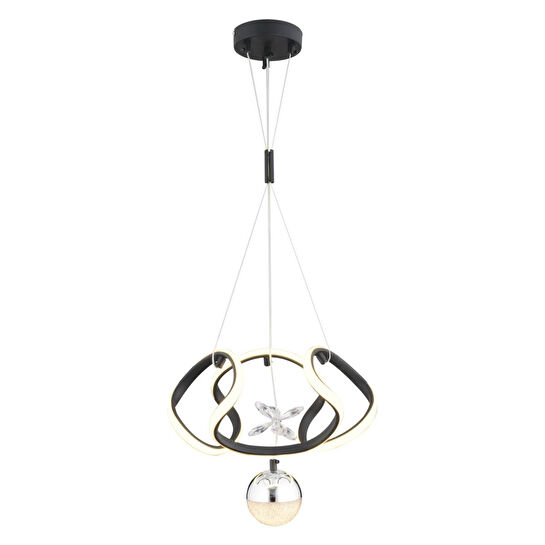 Apliqa Pelin Tekli Siyah Krom 3 Renkli 39 Watt Ledli Modern Oturma Odası, Koridor, Salon Led Avize