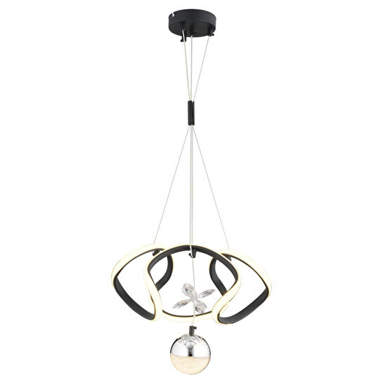 Apliqa Pelin Tekli Siyah Krom 3 Renkli 39 Watt Ledli Modern Oturma Odası, Koridor, Salon Led Avize