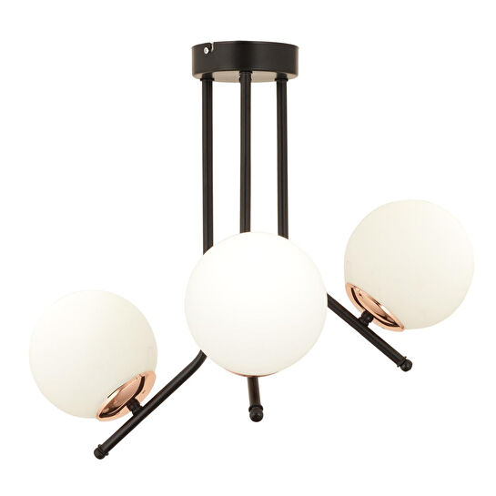 Apliqa Nida 3lü Siyah Bakır Modern Mutfak Yatak Odası Retro Salon Avize