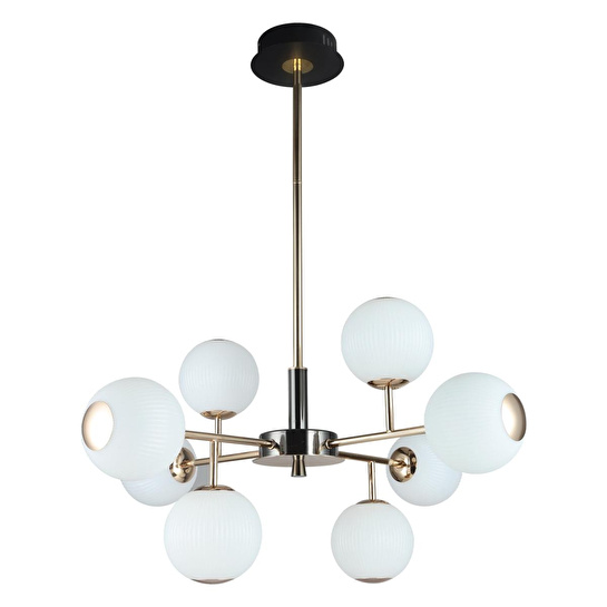 Apliqa Sofia 8'li Siyah Gold 80 Watt Yuvarlak Modern Oturma Odası, Salon Avize