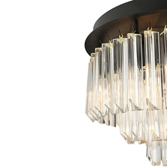 Apliqa Nilay Siyah Kristalli Taşlı Modern Tasarım Kristal Salon Avize