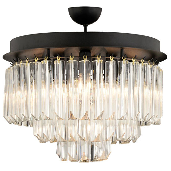 Apliqa Nilay Siyah Kristalli Taşlı Modern Tasarım Kristal Salon Avize