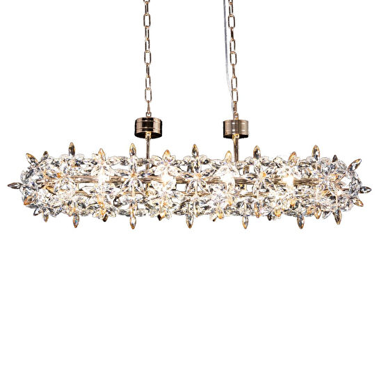 Apliqa Mercan Sıralı Gold Kristal Taşlı Modern Oturma Odası, Yemek Masası Üstü, Salon Avize