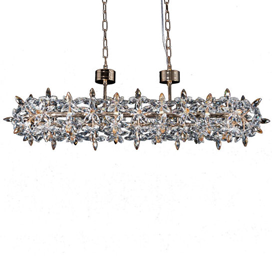 Apliqa Mercan Sıralı Gold Kristal Taşlı Modern Oturma Odası, Yemek Masası Üstü, Salon Avize