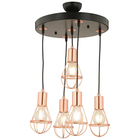 Apliqa Ciri 5 Li Yuvarlak Bakır Kaplama Tel Modern Genç Odası Mutfak Oturma Odası Salon Sarkıt Avize