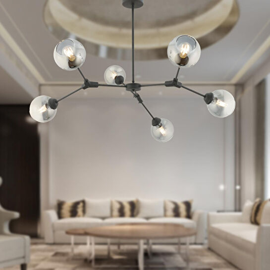 Apliqa Bürke 6li Avi̇ze Si̇yah Modern Koridor Yatak Odası Salon Avize