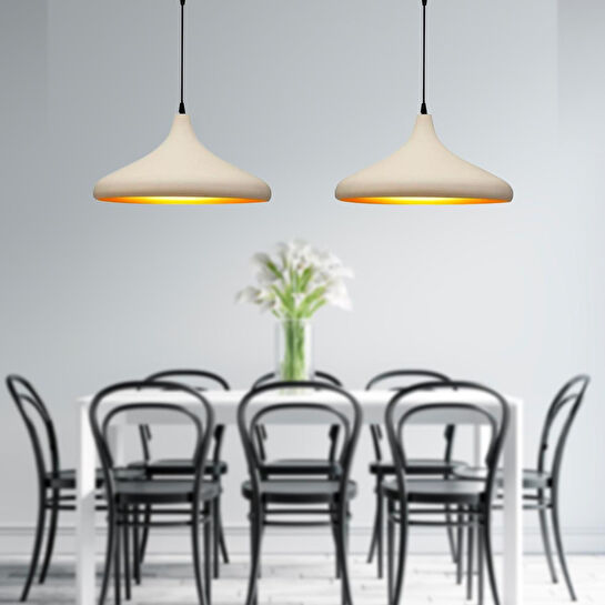 Apliqa Pera Beyaz 2li Modern Retro Sarkıt Mutfak Salon Avize-sarkıt Seti