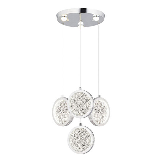 Apliqa Furmet 4'lü Yuvarlak Krom Sarkıt Ledli Modern Mutfak Koridor Led Salon Sarkıt Avize