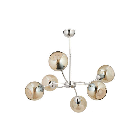 Apliqa Ecvet 6lı Krom Modern Oturma Odası Yatak Odası Salon Avize