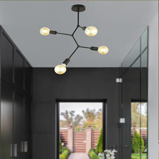 Apliqa Darvin 4 Lü Siyah Modern Genç Odası Mutfak Yatak Odası Retro Salon Avize