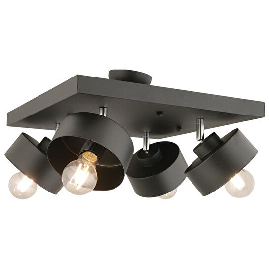 Apliqa Meriç 4'lü Siyah Plafonyer Modern Retro Genç Odası Mutfak Salon Avize