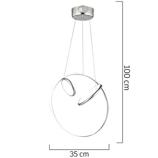 Apliqa Acosta Krom Sarkıt 44 Watt Sarkıt Ledli Ofis Avizeleri Modern Mutfak Banyo Led Salon Sarkıt Avize
