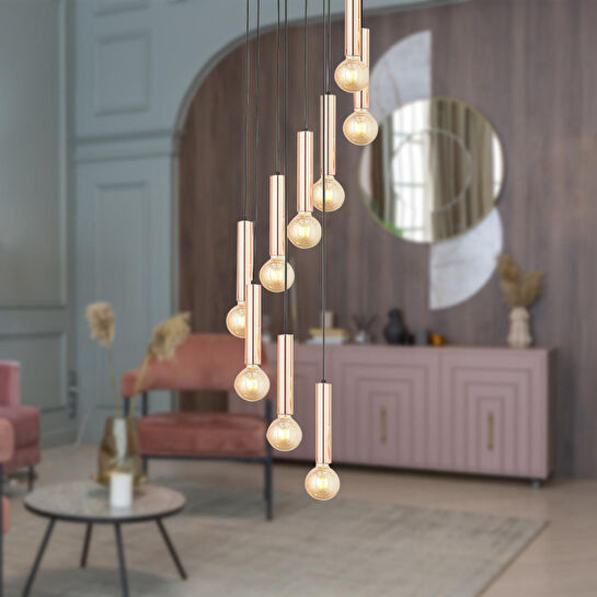 Apliqa Elisa 9lu Sarkıt Bakır Sarkıt Modern Genç Odası Mutfak Salon Sarkıt Avize