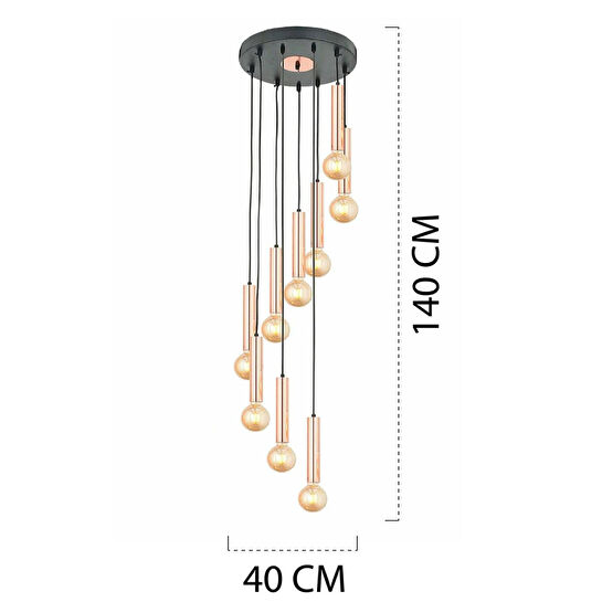 Apliqa Elisa 9lu Sarkıt Bakır Sarkıt Modern Genç Odası Mutfak Salon Sarkıt Avize