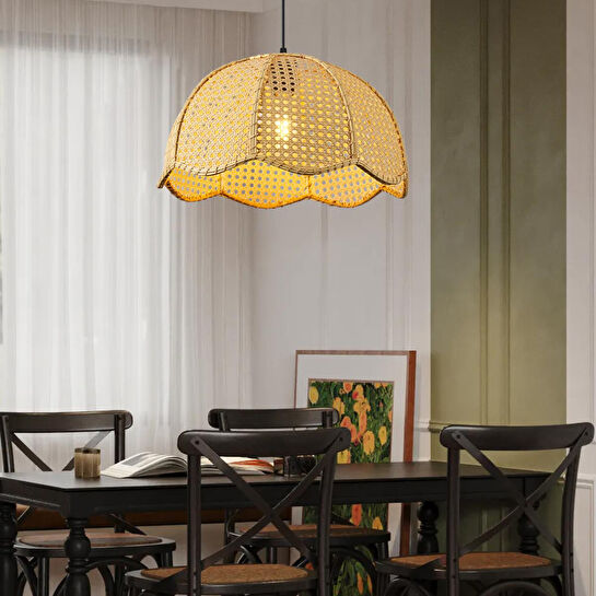 Apliqa Alvise Tekli Hazeran Model Rattan Modern Tasarım Oturma Odası Avize