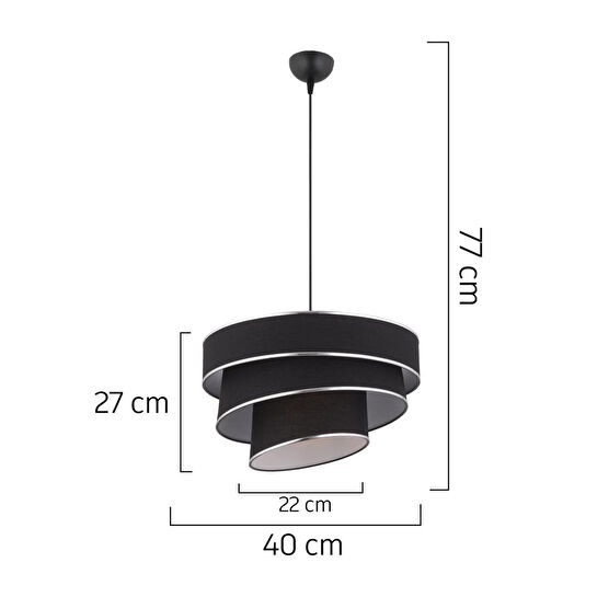 Apliqa Paoni 3 Katlı Siyah Gümüş Detaylı Modern Koridor,yatak Odası Salon Avize