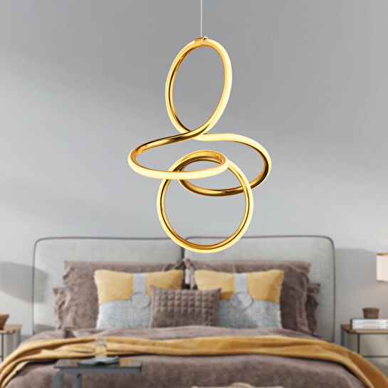 Apliqa Lucetta Gold Sarkıt 48 Watt Sarkıt 3 Renkli Ledli Modern Mutfak Banyo Led Salon Sarkıt Avize