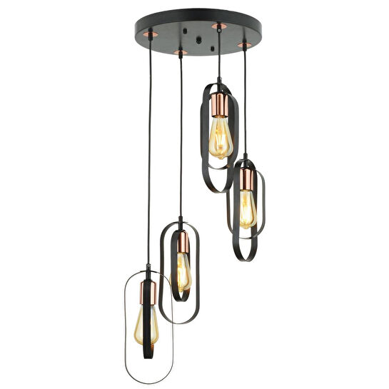 Apliqa Koza 4 Lü Bakır Eskitme Sarkıt Modern Yatak Odası Mutfak Oturma Odası Salon Sarkıt Avize